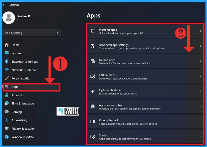Manage App Settings options in Windows 11- Fig.2