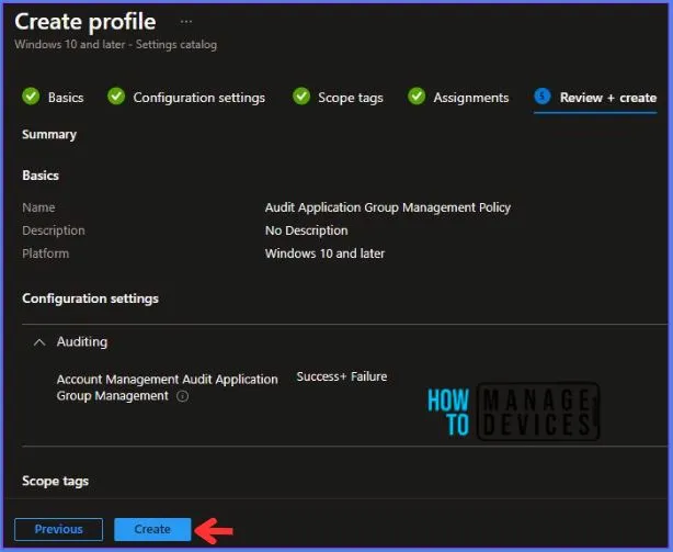 Create Intune Audit Application Group Management Policy Fig.8