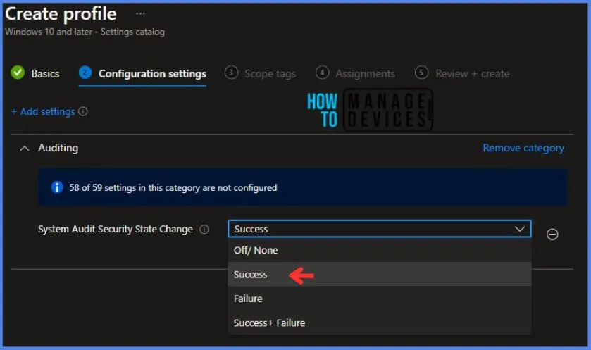 Create Intune Audit Security State Change Policy Fig.6