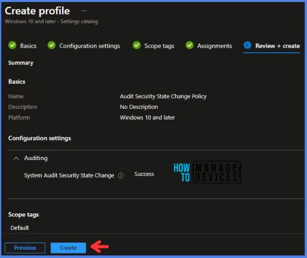 Create Intune Audit Security State Change Policy Fig.8