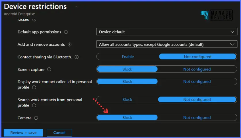 Allow or Block Camera Access for Android using Intune Fig.3