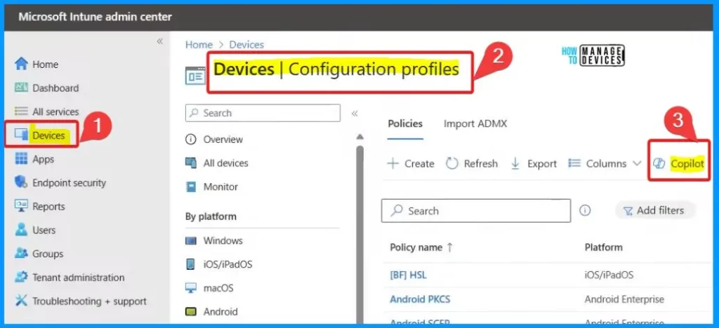 Create New Intune Policy using Copilot - Fig.1 - Creds to Scott Duffey Microsoft