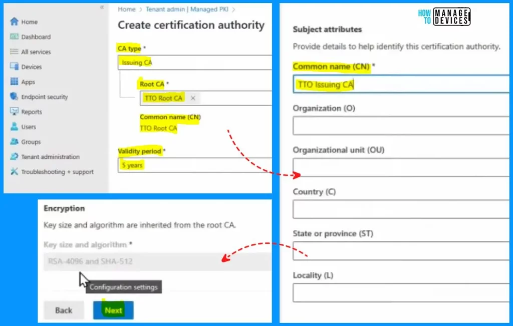 Create Root and Issuing CA using Intune Cloud PKI Service - Fig.8 - Creds to Bill Calero Microsoft