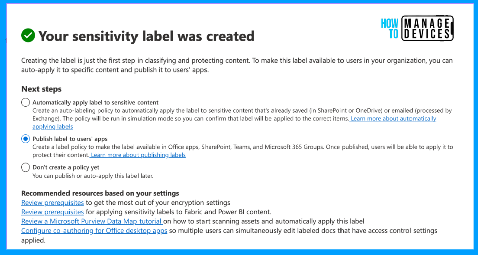 Create Sensitivity Labels in Microsoft 365 to Protect Corporate Data Fig: 13