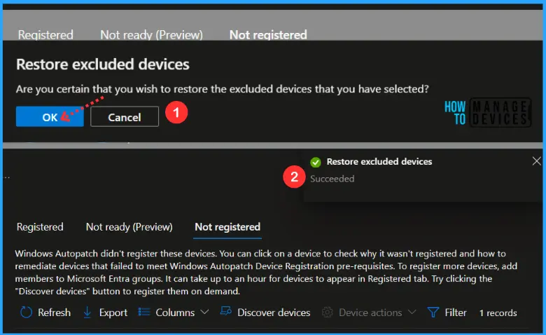 Restore Excluded Devices from Windows Autopatch Service Fig.3
