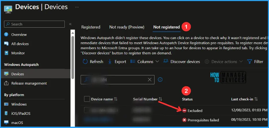Restore Excluded Devices from Windows Autopatch Service Fig.1