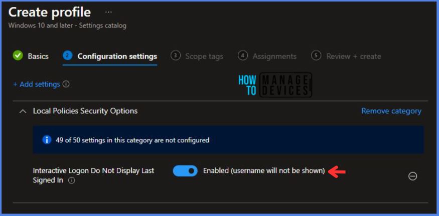 Intune Policy to Enable Interactive Logon Don't Display Last Signed-in Fig.6