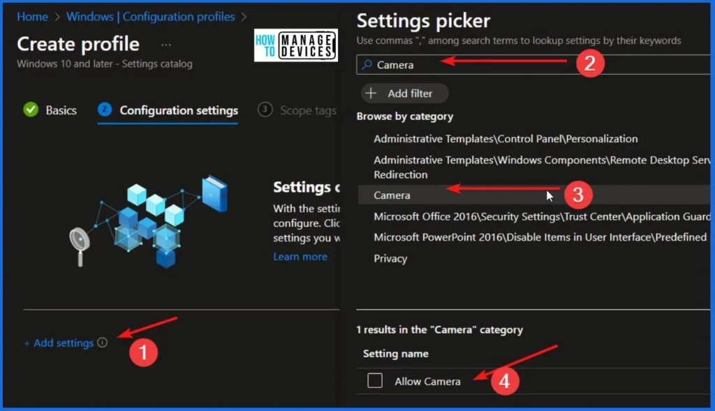 Disable Allow Use of Camera Setting Policy using Intune - Fig.4