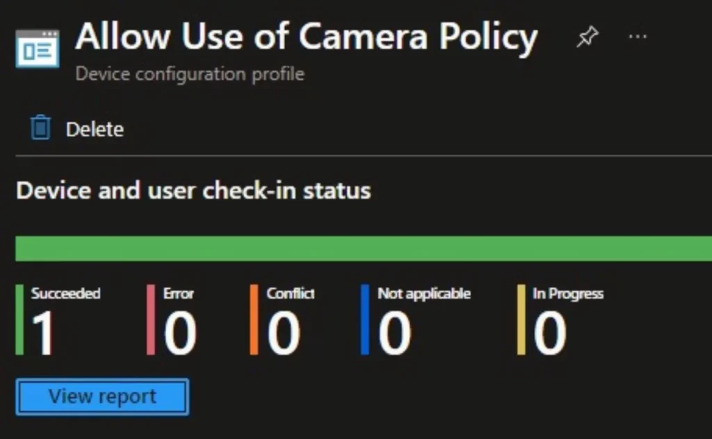 Disable Allow Use of Camera Setting Policy using Intune - Fig.10