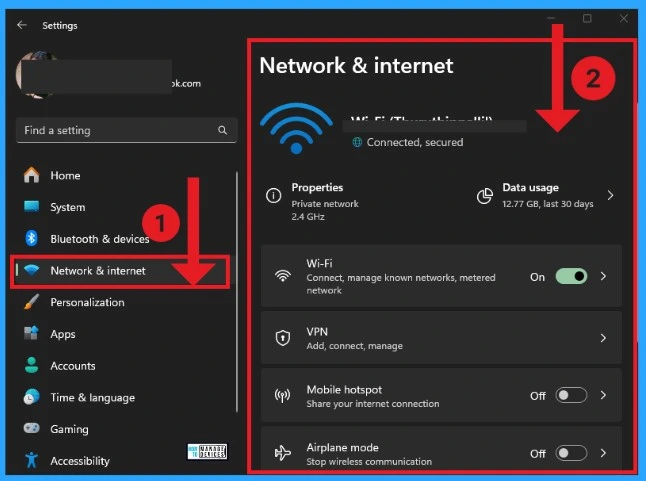 Network and Internet Settings options in Windows 11 - Fig.2