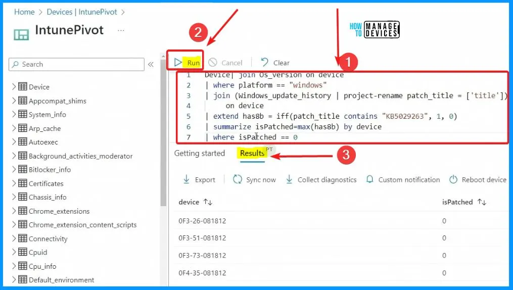 Troubleshoot Patching Issues with Intune Pivot KQL Queries - Fig.2 - Sangeetha Visweswaran Microsoft