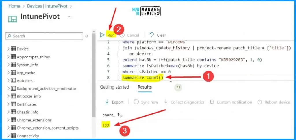 Troubleshoot Patching Issues with Intune Pivot KQL Queries - Fig.3 - Sangeetha Visweswaran Microsoft