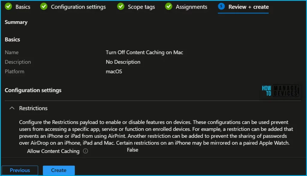 Turn Off Content Caching on Mac using Intune Fig.6