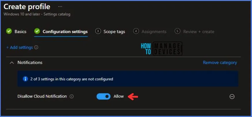 Deploy Using Intune Turn Off Notifications Network Usage Policy Fig.6
