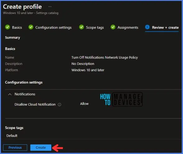 Deploy Using Intune Turn Off Notifications Network Usage Policy Fig.8