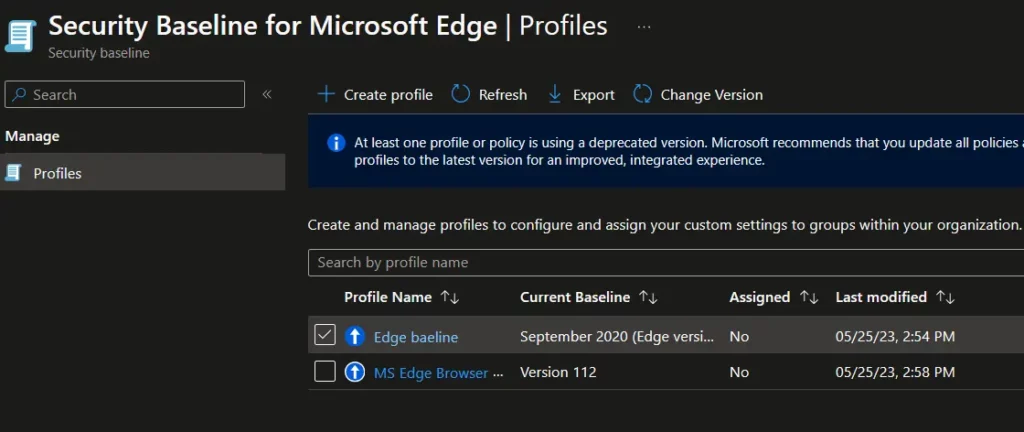 Update Microsoft Edge Security Baselines from Intune Fig.3