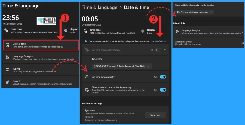 Time And Language Settings