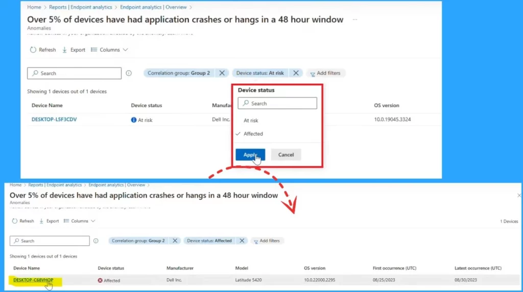 Intune Anomaly Detection Device and Advanced Analytics - Fig.11 Creds to Zineb Takafi