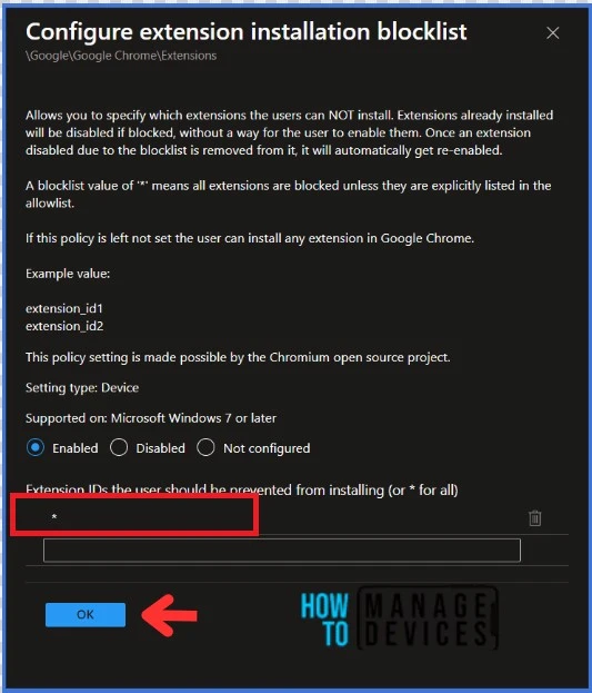 Block Google Chrome Extensions from being Installed using Intune Policy Fig. 6