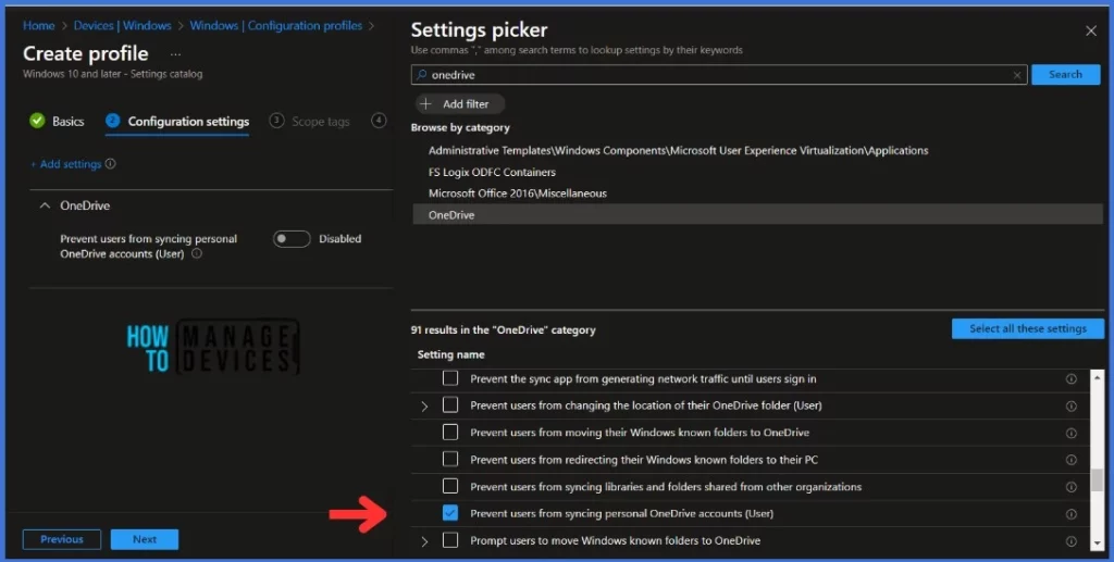 Prevent Users From Syncing Personal OneDrive Accounts using Intune Policy 4