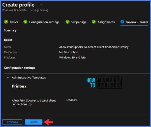Allow Print Spooler to Accept Client Connections using Intune Policy 8 Deploy Intune Allow Print Spooler To Accept Client Connections Policy Fig.8