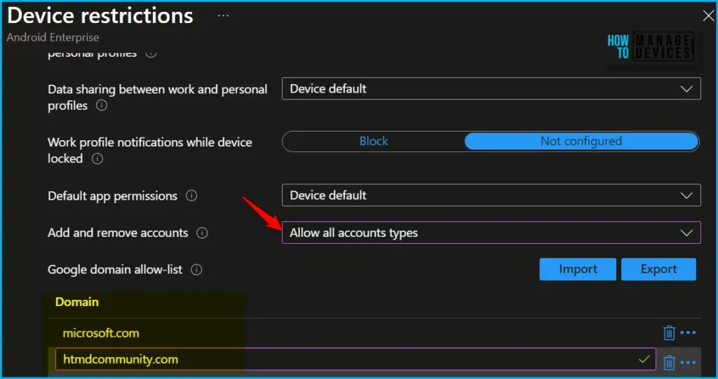 Intune Allow or Block Accounts to Add in Android Personally Owned Work Profile Fig.4