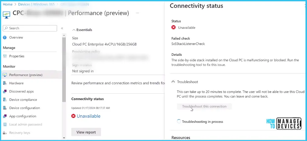 Troubleshoot Windows 365 Cloud PC Connectivity Check Fig.3