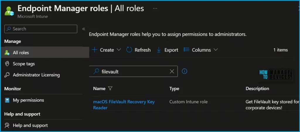 Configure Intune RBAC Role for macOS FileVault Recovery Key Fig.7