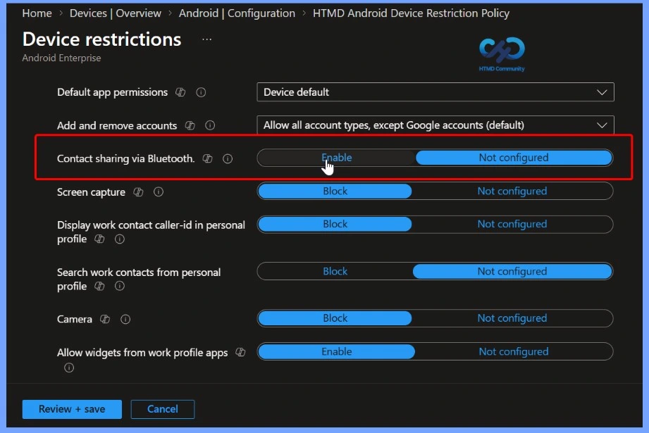 Allow Bluetooth Devices to Access Work Profile Contacts on Android using Intune 4 Allow Bluetooth Devices to Access Work Profile Contacts on Android using Intune - Fig.3