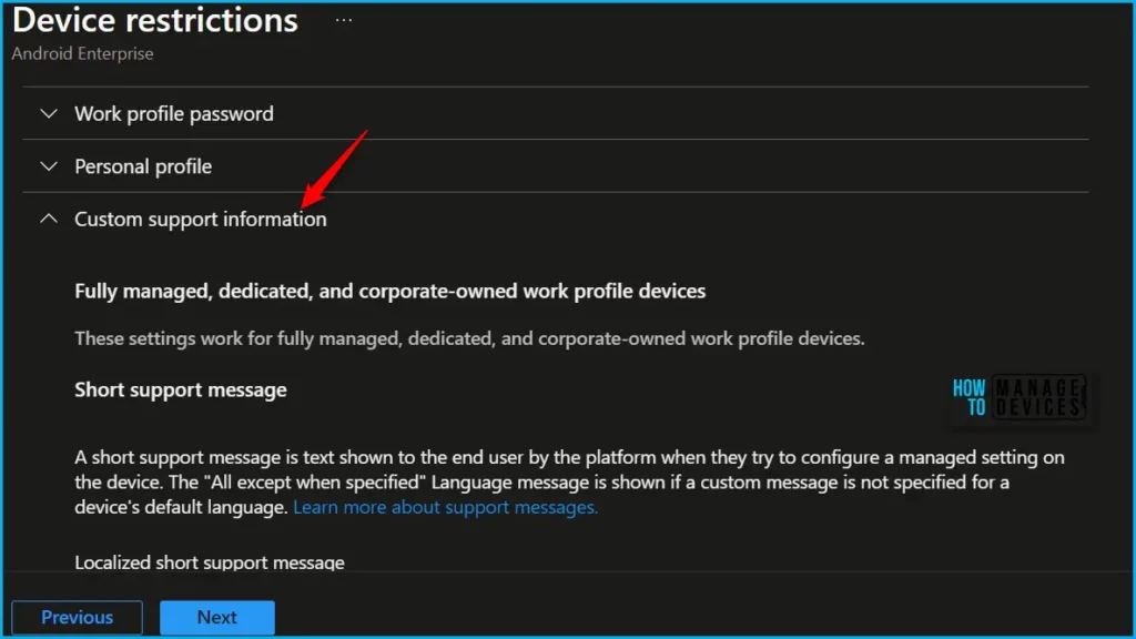 Configure Custom Message for Android using Intune Fig.2