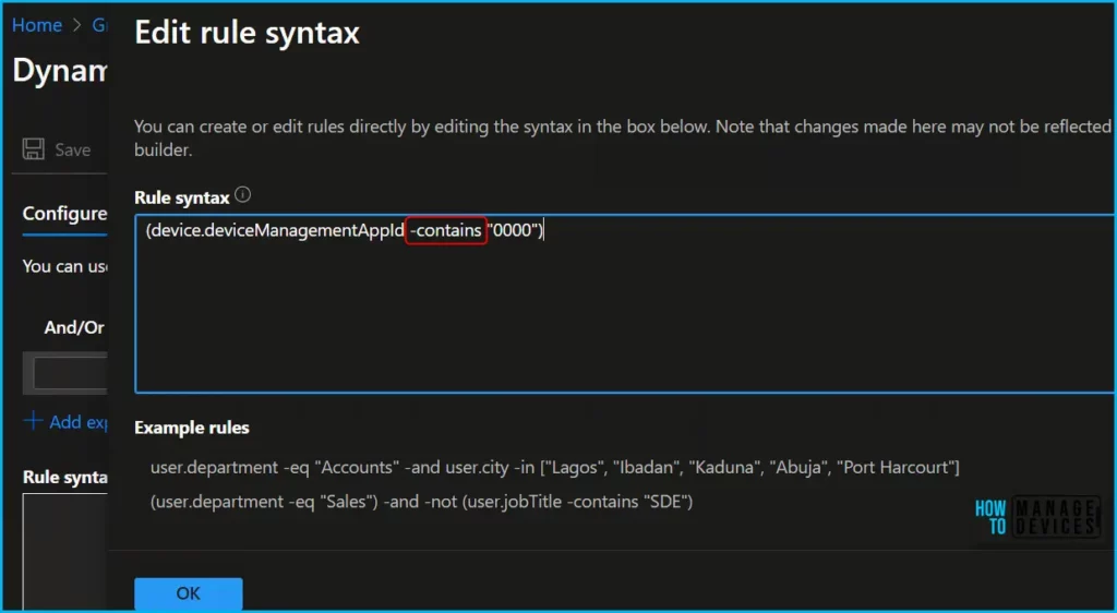 Changes to Entra ID Dynamic Group Rule Builder Removed Contains and Not Contains Operators Fig.3