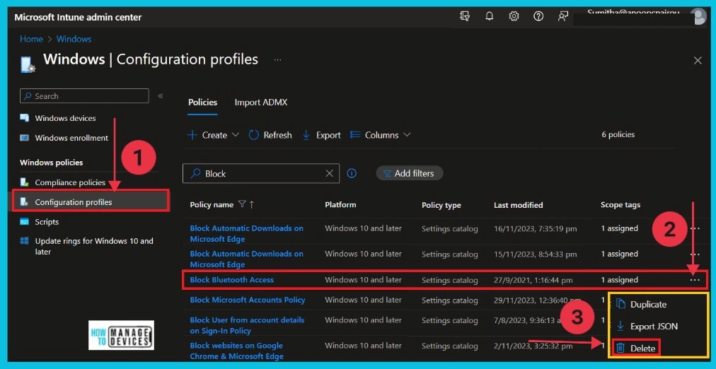 How to Delete or Remove Configuration Profiles Policies from Intune - Fig.2