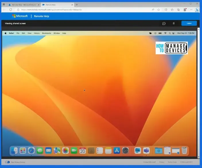 Intune Remote Assistance for MacOS Devices - Fig.10 - Creds to Kara Wang Microsoft
