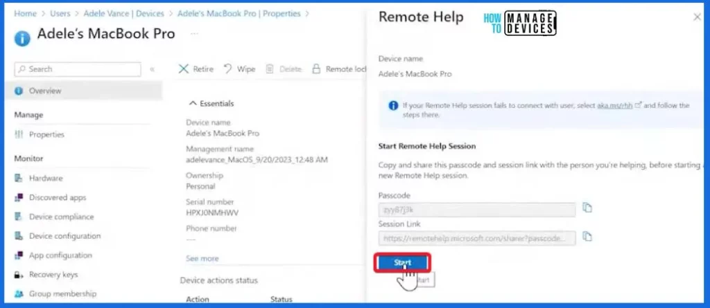 Intune Remote Assistance for MacOS Devices - Fig.8 - Creds to Kara Wang Microsoft
