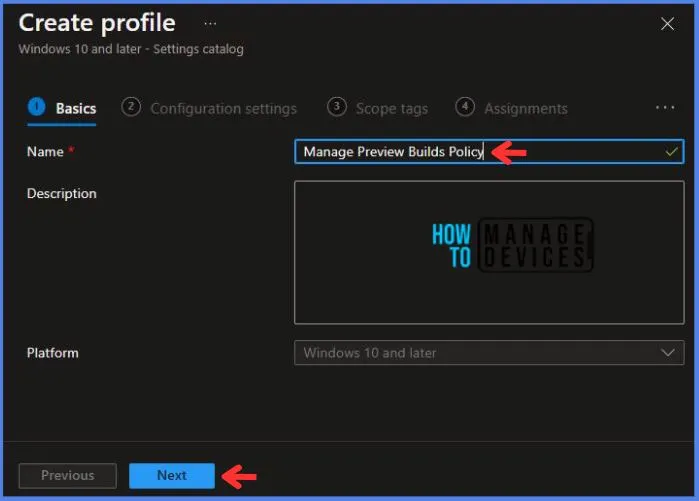 Deploy Using Intune Manage Preview Builds Policy Fig.3