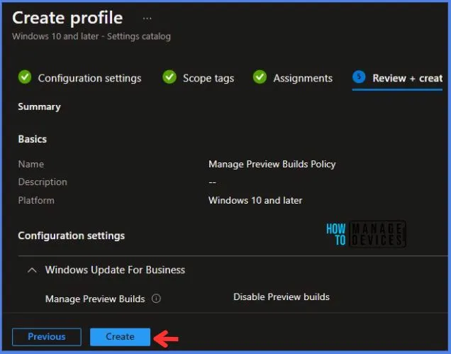 Deploy Using Intune Manage Preview Builds Policy Fig.8