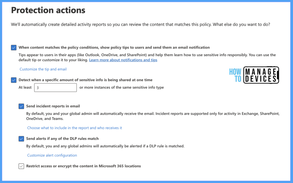 Protect Corporate Data using Data Loss Protection Policies in the Microsoft Purview Portal Fig: 12