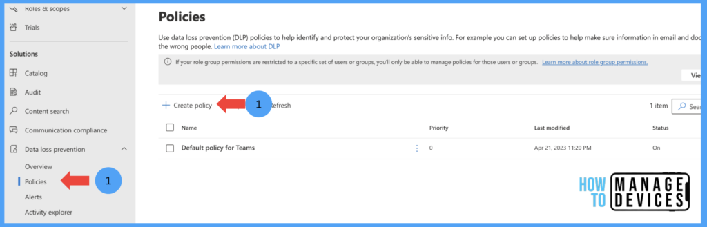 Protect Corporate Data using Data Loss Protection Policies in the Microsoft Purview Portal Fig: 2