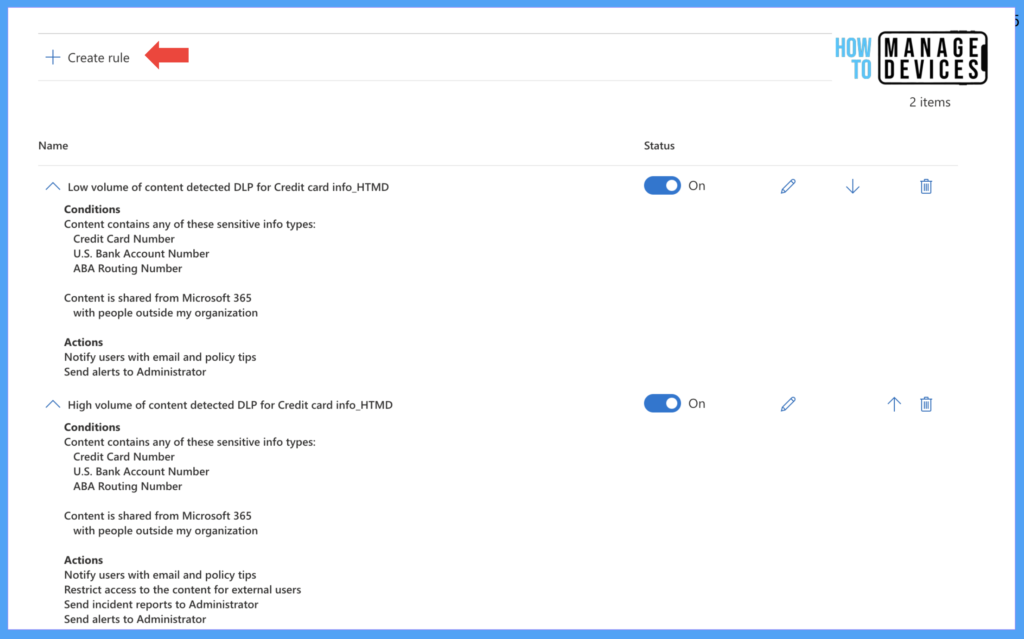 Protect Corporate Data using Data Loss Protection Policies in the Microsoft Purview Portal Fig: 9