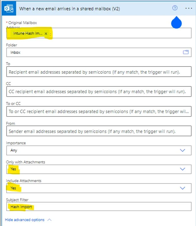 Use Power Automate to Import Autopilot Devices Hash via eMail for Intune Engineers Fig. 9