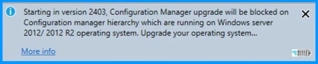 Server 2012 R2 will block SCCM 2403 Upgrade - Fig.2 - Creds to Arnab Mitra