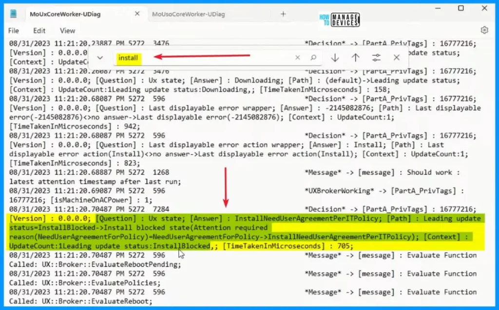 Windows Update Troubleshooting using MoUxCoreWorker-Udiag and MoNotificationUx-Udiag - Fig.4 - Creds to Mustafa Jamal MS