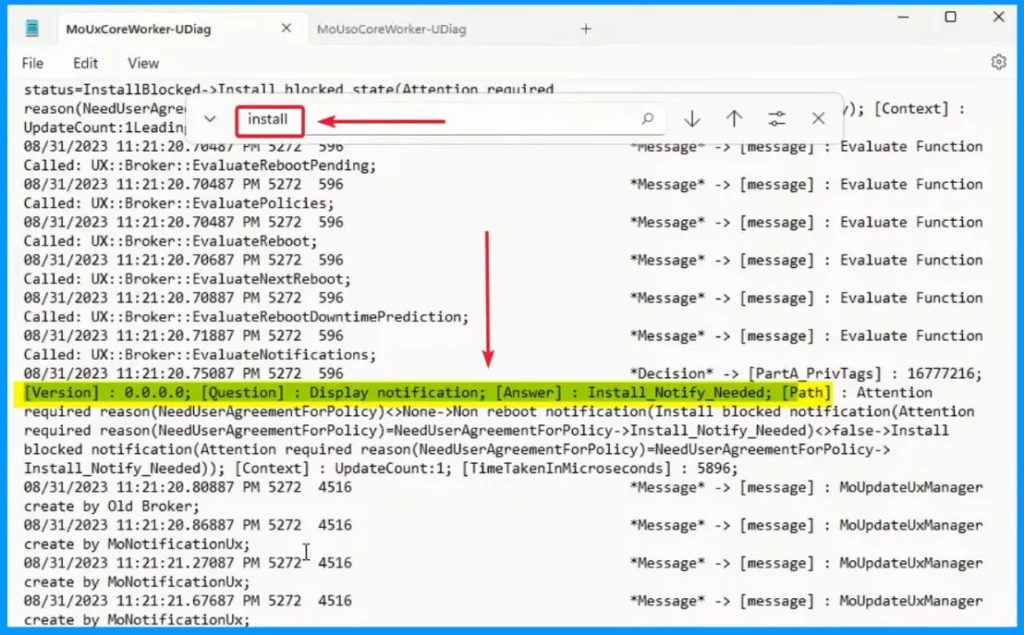 Windows Update Troubleshooting using MoUxCoreWorker-Udiag and MoNotificationUx-Udiag - Fig.5 - Creds to Mustafa Jamal MS