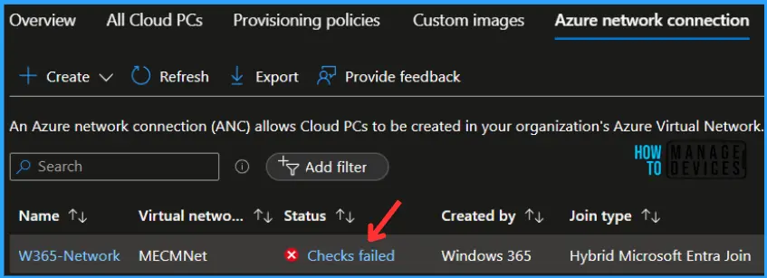 Troubleshoot Cloud PC Azure Network Connection Error Fig.2