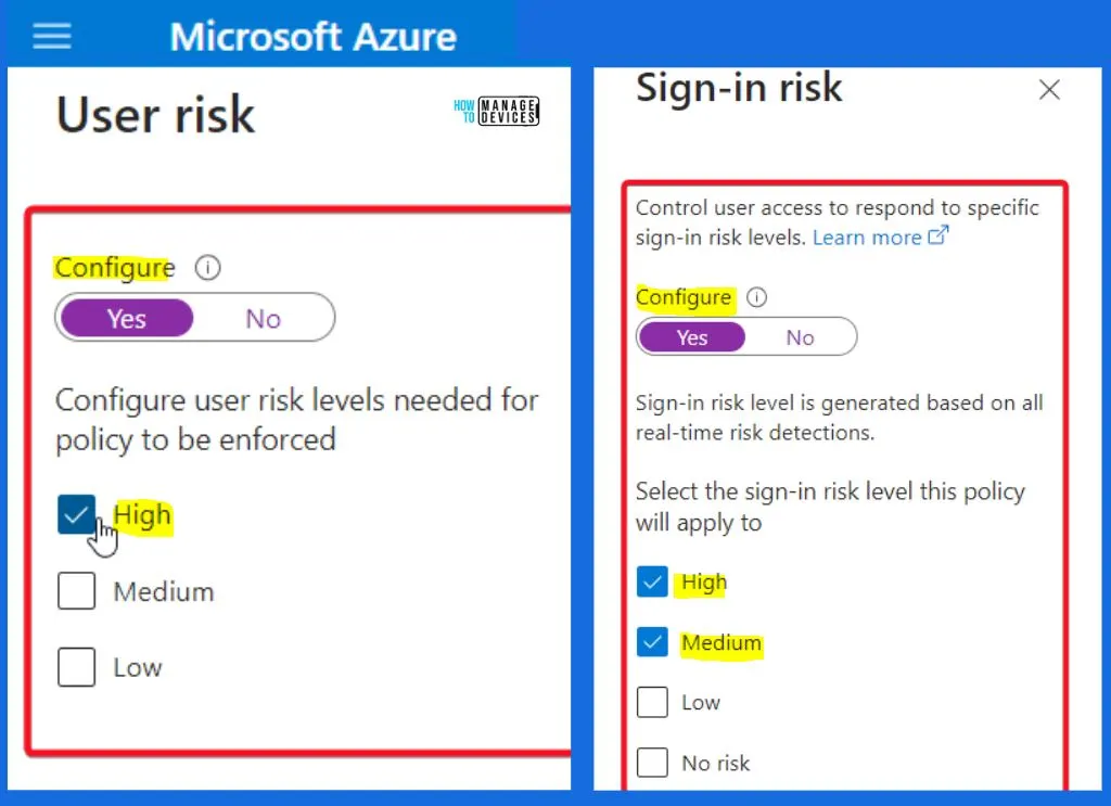 Configure Risk Policies in Azure CA 1