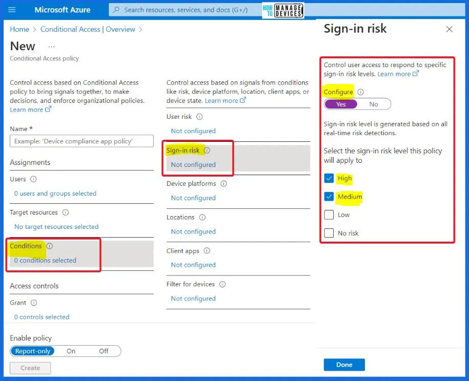 Configure Risk Policies in Azure CA 3