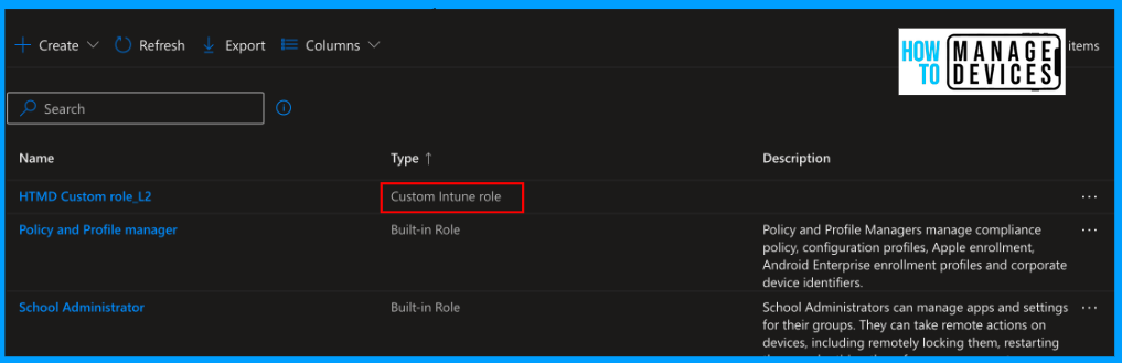 Create Custom Roles (Role Base Access Control) in Intune Fig: 9