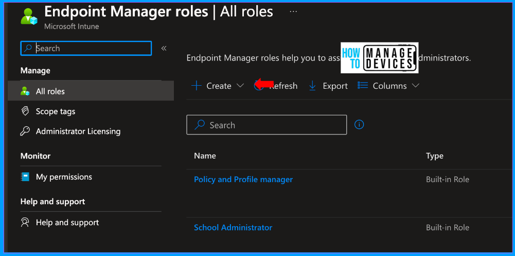 Create Custom Roles (Role Base Access Control) in Intune Fig: 2