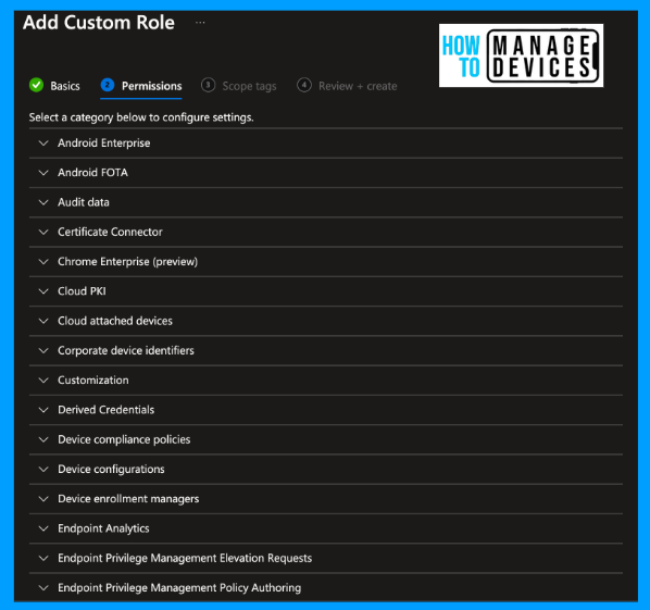 Create Custom Roles (Role Base Access Control) in Intune Fig: 4