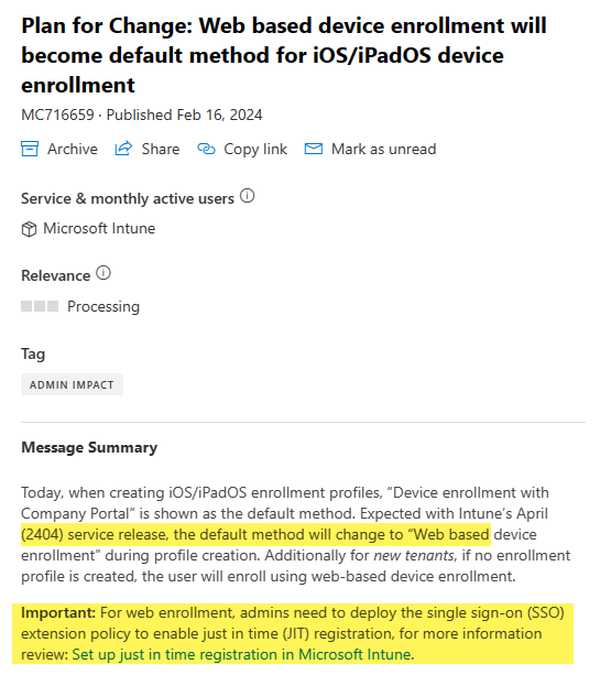 iOS iPadOS Intune Enrollment Method is Based on Web Based - Fig.1 -Creds to Arnabmitra (Program Manager M365)